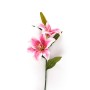 Lilium finta 2 fiori bocciolo in plastica e poliestere H66 cm fucsia