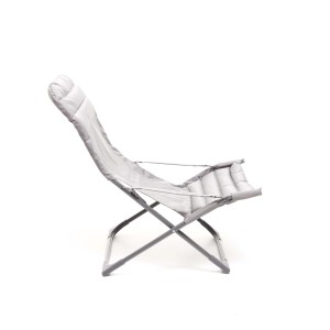 Lettino t.b.t. grigio con seduta e schienale imbottiti.