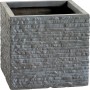 Vaso per piante Valsonne antracite, 27x29x29 cm, con texture a coste effetto pietra.