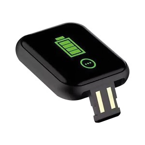 Adattatore USB nero t.b.t. per accessori cellulari con icona batteria.