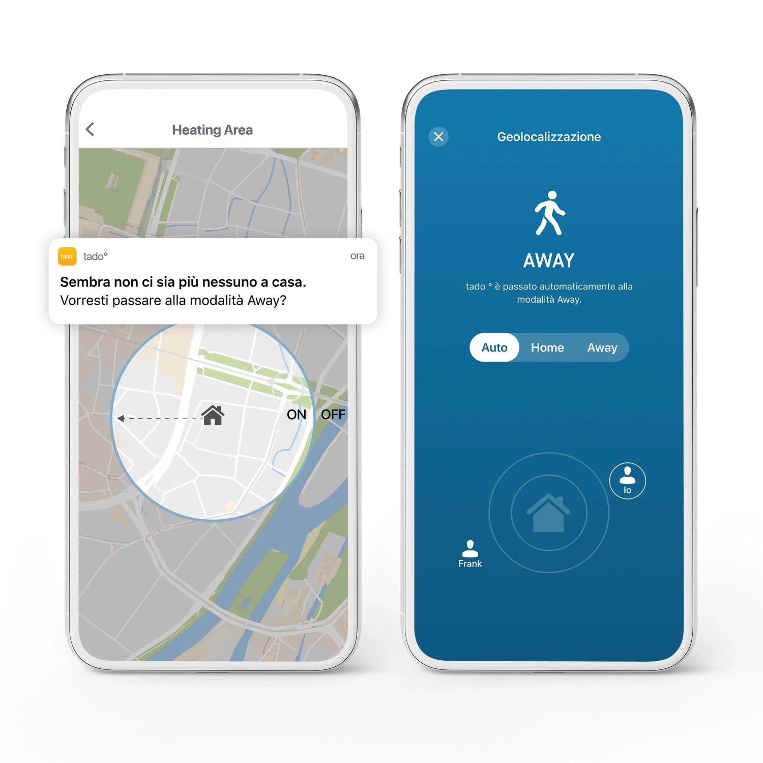 tado° Termostato Smart: vista app con geofencing e modalità assente per controllo Smart Home.