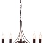 Lampada a sospensione nera t.b.t. con cinque luci in design classico.
