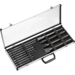 Set di punte e scalpelli LUX Classic SDS-Plus, 13 pezzi in valigetta metallica.