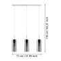 Lampadario a sospensione Eglo Selvino 3 luci L71x10xH110 cm acciaio vetro nero_6