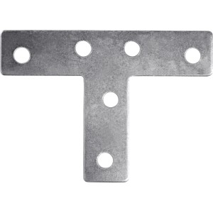 Connettore piatto a T zincato, 70x35x15 mm, per fissaggio di giunzioni a T e di testa.