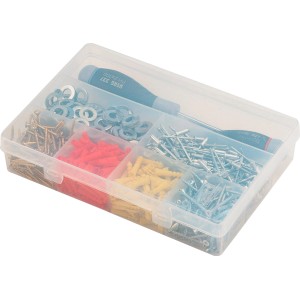 t.b.t. Cassetta assortita con viti, tasselli, rondelle e cacciavite.