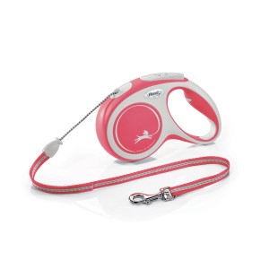 Flexi guinzaglio a corda New Comfort, taglia S, rosso, 5 m. Guinzaglio per cani con sistema frenante e impugnatura morbida.