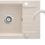 Lavello 1 vasca con gocciolatoio Idrostile Martí con rubinetto 440x164 mm Beige