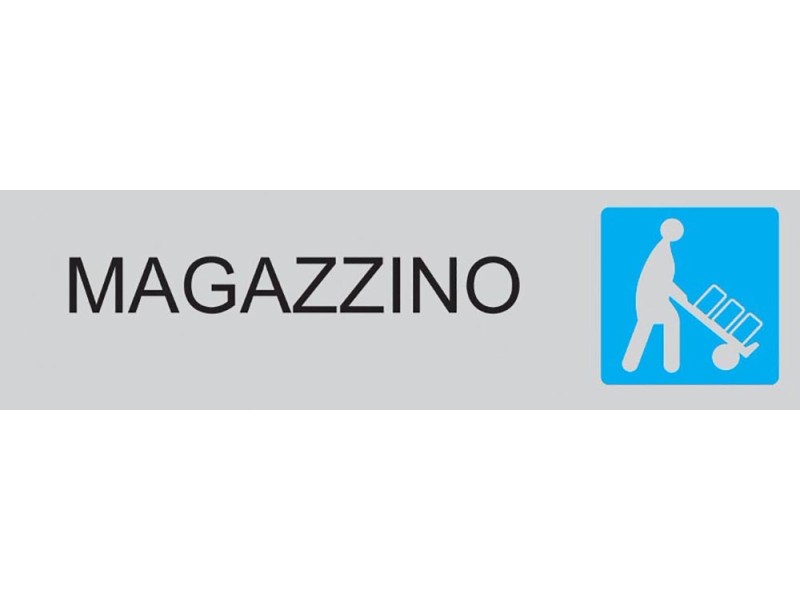 Targa adesiva Magazzino vinile rigido 4 x 15 cm grigia