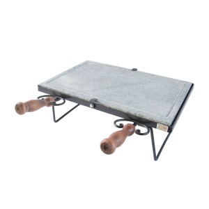 t.b.t. Piastra grill con manici in legno e telaio in metallo.