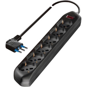 Multipresa nera t.b.t. con sei prese e spina.