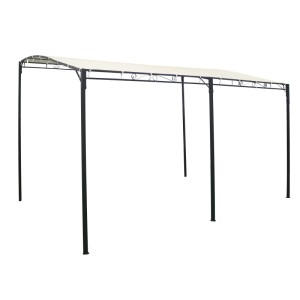 Gazebo t.b.t. con struttura nera e copertura in tessuto beige.
