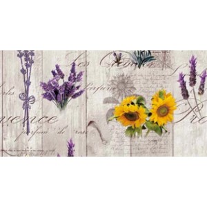 Tovaglia con motivo lavanda e girasole per la tavola da pranzo.