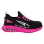 Scarpa antinfortunistica t.b.t. nera con suola e lacci rosa.