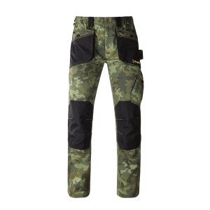 Pantaloni da giardinaggio t.b.t. con motivo mimetico e rinforzo sulle ginocchia.