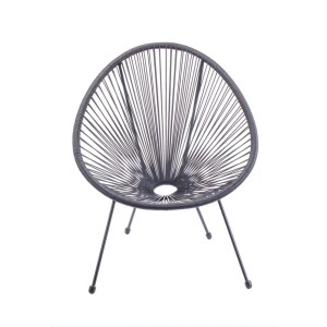 Poltrona in acciaio e simil rattan Scooby 72x77x83 cm grigia