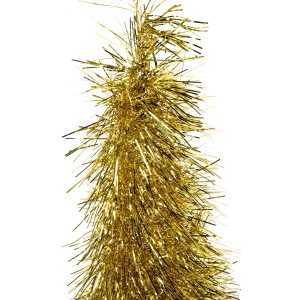 Albero di Natale artificiale plastica pieghevole con frange oro Ø23xh91,5 cm