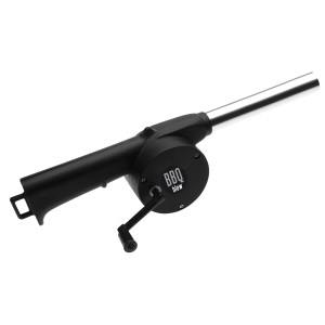 Soffietto per barbecue nero in metallo e plastica per braci rapide.