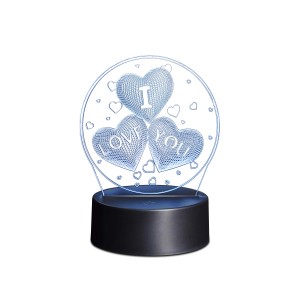 Lampada da tavolo di design con motivo a cuore e la scritta 'I Love You'.