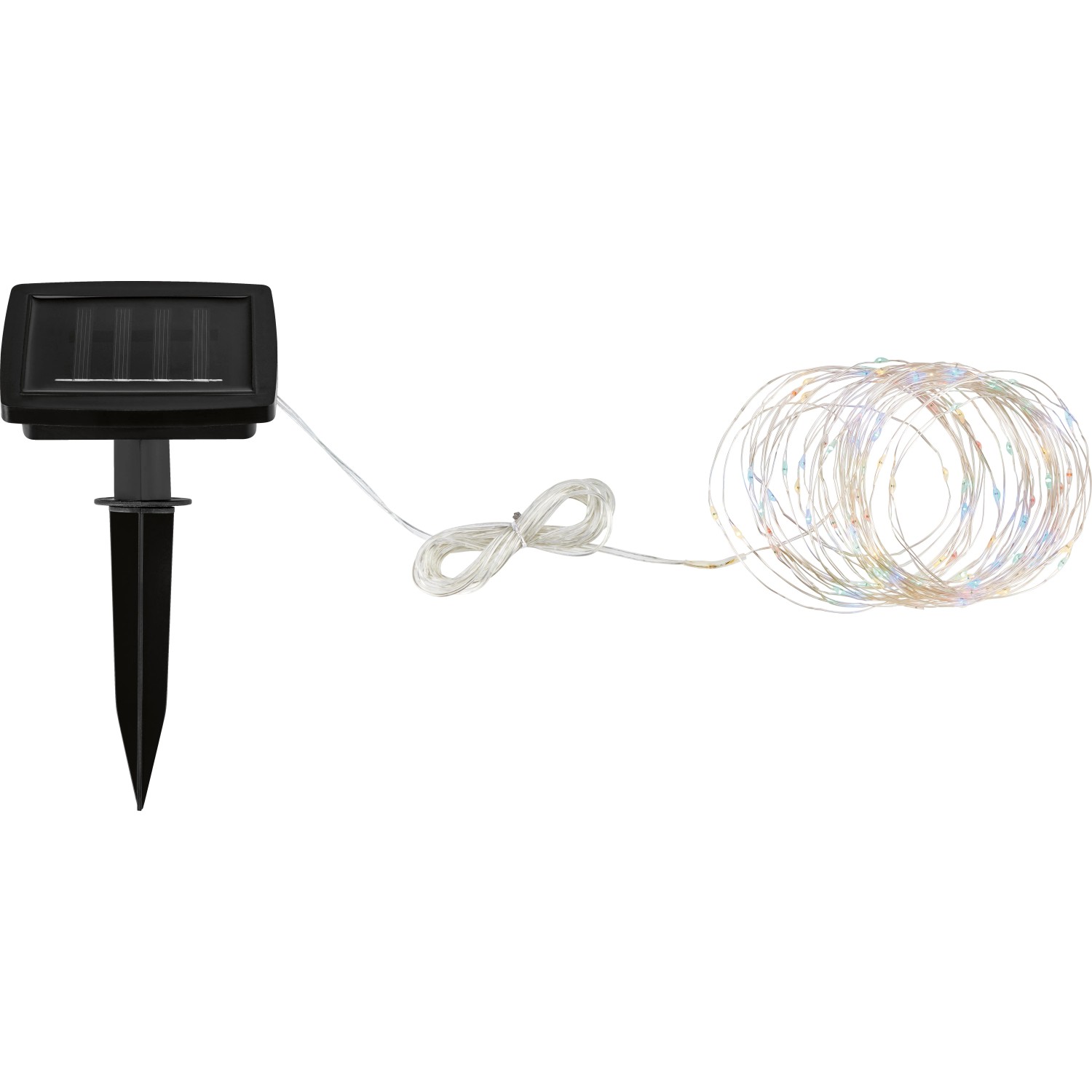 Catena luminosa solare Longo, 11,9 m, con pannello solare e picchetto, multicolore.