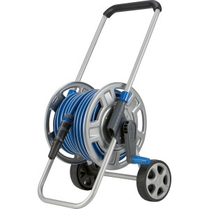 Set avvolgitubo LUX con tubo da 20 m su tamburo metallico per irrigazione giardino facile.