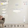 Plafoniera LED bianca t.b.t. con ventilatore e telecomando.