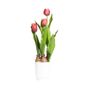 Tulipano finto in vaso 3 fiori Ø9,5x9,5x45 cm rosso