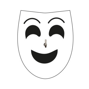 Gancio adesivo t.b.t. a forma di maschera sorridente.