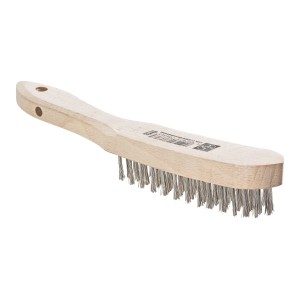 Spazzola metallica LUX, 4 file, inossidabile, con manico in legno per pulire e rimuovere la ruggine.