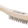 Spazzola metallica LUX, 4 file, inossidabile, con manico in legno per pulire e rimuovere la ruggine.