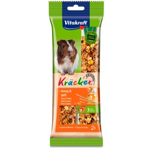 Vitakraft Kräcker Miele e Farro per cavie, 2 pezzi. Bastoncino da rosicchiare con cereali e miele.