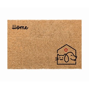 Tappeto con motivo di cane e gatto, scritta "Home", ideale per gli amanti degli animali.