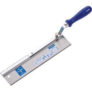 Seghetto LUX-TOOLS, reclinabile, con manico in legno di faggio blu e lama da 250 mm per tagli di precisione.