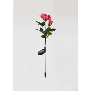 Luce solare decorativa a forma di rosa rosa per il giardino.
