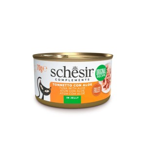Schèsir cibo umido per gatti tonno con aloe, lattina da 70g.