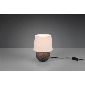 Lampada da tavolo Reality Lou marrone con paralume beige, lampada di design per soggiorno.