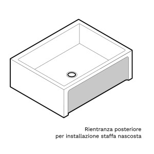 Schizzo di un lavello rettangolare per fontana da giardino con scarico