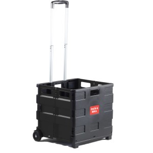 Carrello da officina nero t.b.t. con manico telescopico e ruote.