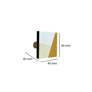 Pomello per mobili quadrato con motivo geometrico in bianco, beige e oro.