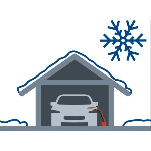 Immagine simbolica: carica della batteria auto con caricabatterie Einhell CE-BC 1 M in inverno.