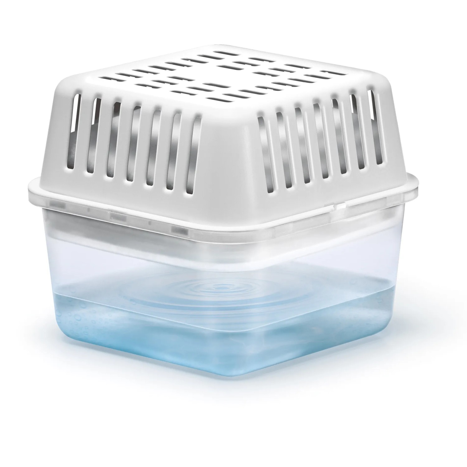 Humydry Compact Deumidificatore 450g: Deumidificatore con acqua nel contenitore trasparente.