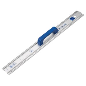 Riga in alluminio LUX 60cm con manico blu, scala su entrambi i lati per misurazioni e tagli precisi.