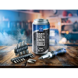 Set di utensili LUX-TOOLS in lattina, 18 pezzi con cacciavite e punte assortite.