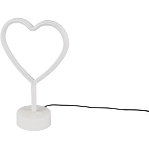 Lampada da tavolo LED Reality Heart bianca, 29,6 cm, a forma di cuore, per illuminazione romantica.
