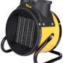Stufetta elettrica t.b.t. gialla con griglia nera e supporto.