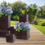 Vasi da fiori quadrati con struttura in legno, marrone, varie dimensioni in set.