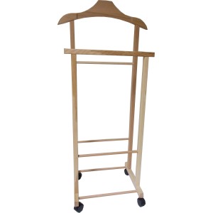 Servomuto in legno con ruote per organizer camera da letto.