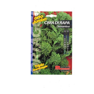 Confezione di semi di Cima di Rapa Sessantina, una varietà di erba aromatica per l'orto.