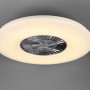 Plafoniera LED bianca Visby con ventilatore cromato, 60W, dimmerabile e con telecomando.