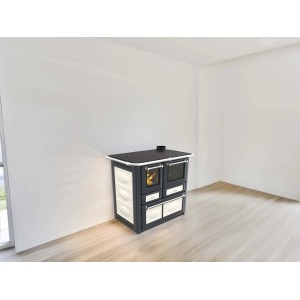 Cucina a legna Emilia Plus Ceramica 6,3 kW grigio e bianco